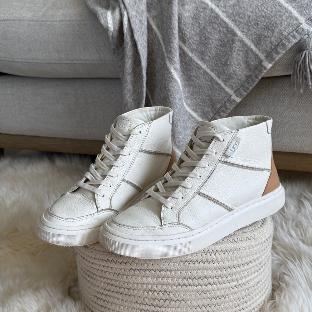 UGG White and Tan High-Top Sneakers - Picture 1 of 5